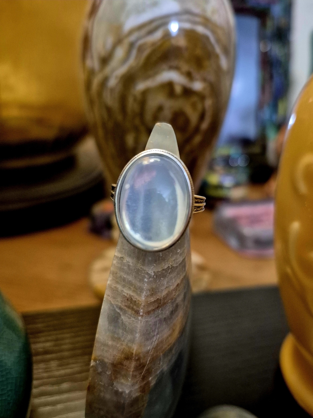 *NEW ARRIVAL*-Vintage Style Moonstone Silver Ring-Size 8